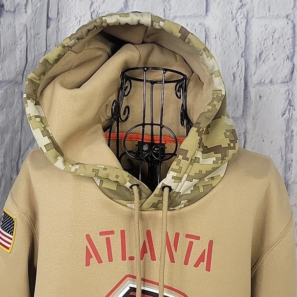 NIKE ATLANTA FALCONS On Field Dri Fit Army Camouflage Salute The Troops Hoodie M - Picture 2 of 12